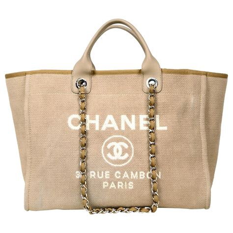 chanel shopper deauville beige|Chanel deauville tote.